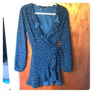 Navy Polka Dot Wrap Dress